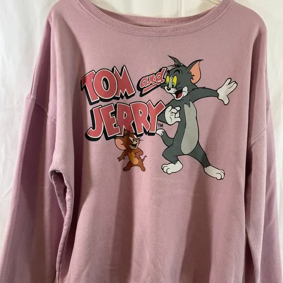 Tom and Jerry Pink Long Sleeve Pullover Sweatshirt EUC Women's Size XXL - Picture 5 of 12